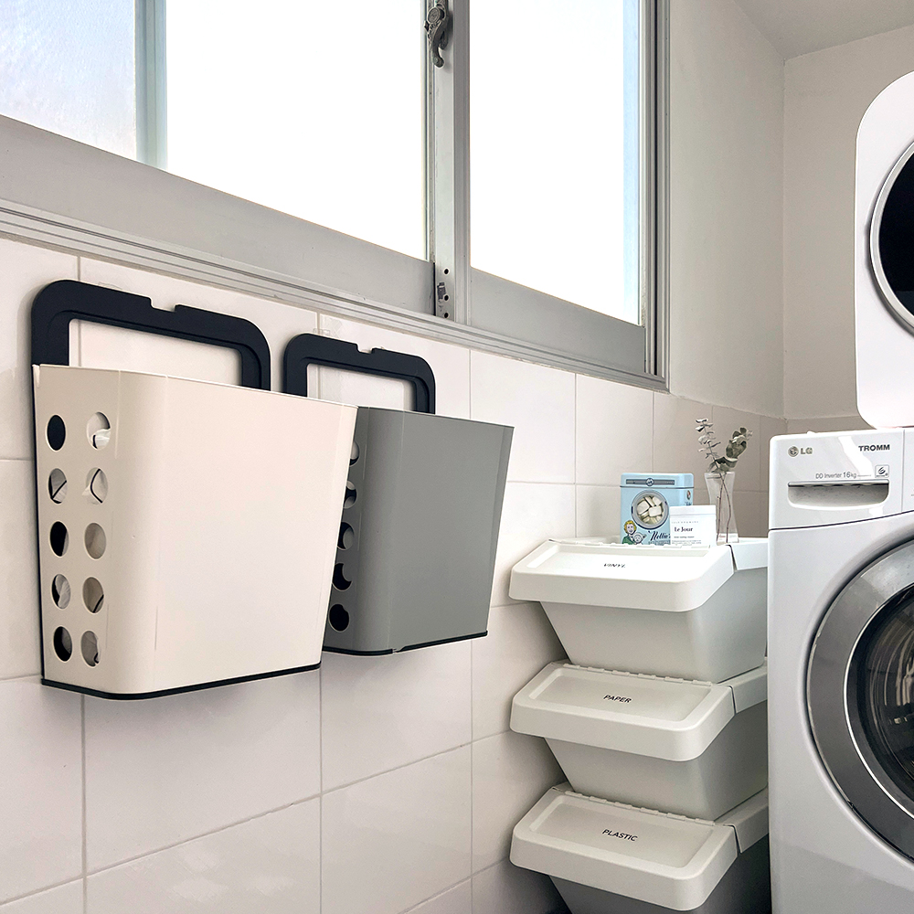 릴레이 창틀 걸이형 틈새 빨래바구니 수납바구니 세탁바구니 베란다