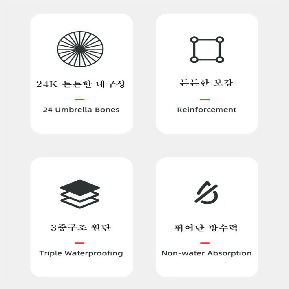 튼튼한 원터치 자동장우산 3중구조원단 원형손잡이 녹방지스틸 - 상세 이미지 2