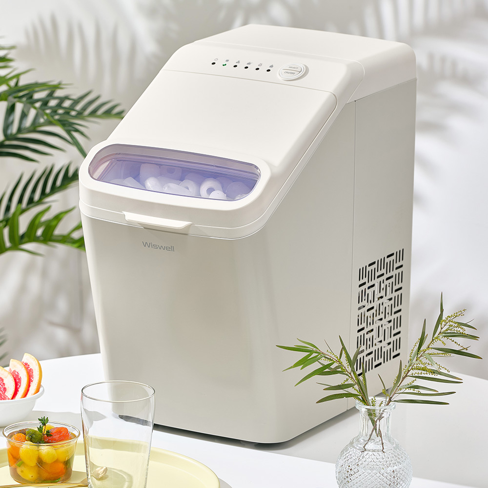 [리퍼브] [한정수량특가] 위즈웰 자동세척 제빙기 대용량15kg 스테인레스 가정용 얼음 카페 사무실