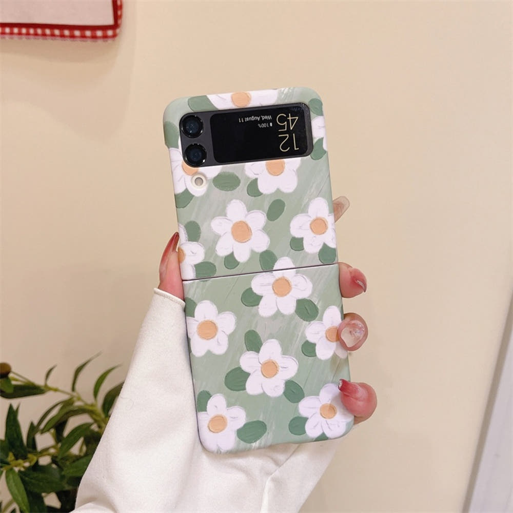 갤럭시 Z플립4 케이스 잔디 플라워 하드