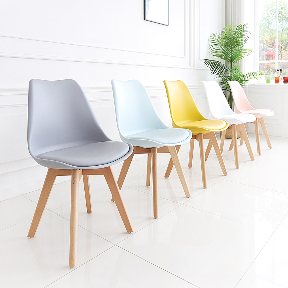 [4개세트] 인테리어 가죽 쿠션 원목 에펠체어 식탁 카페 의자 SL108