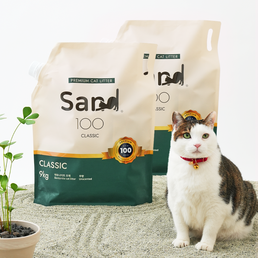 [정기구독1등] 샌드백모래 클래식 9kg X2팩 먼지 없는 벤토나이트 대용량 고양이모래 제품 이미지