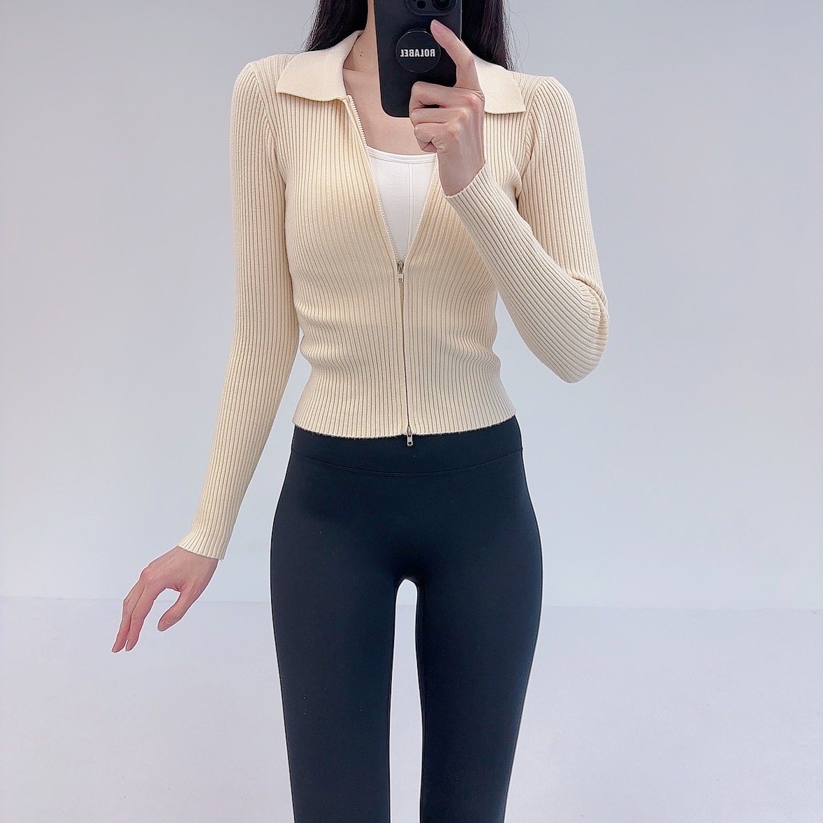 로라벨 안테 필라테스복 여성 요가복 필라테스 요가 집업 가디건 상의 티셔츠 운동복 커버업 - 상세 이미지 4