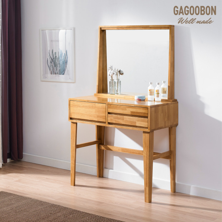 주니어화장대 책상겸화장대 고무나무원목