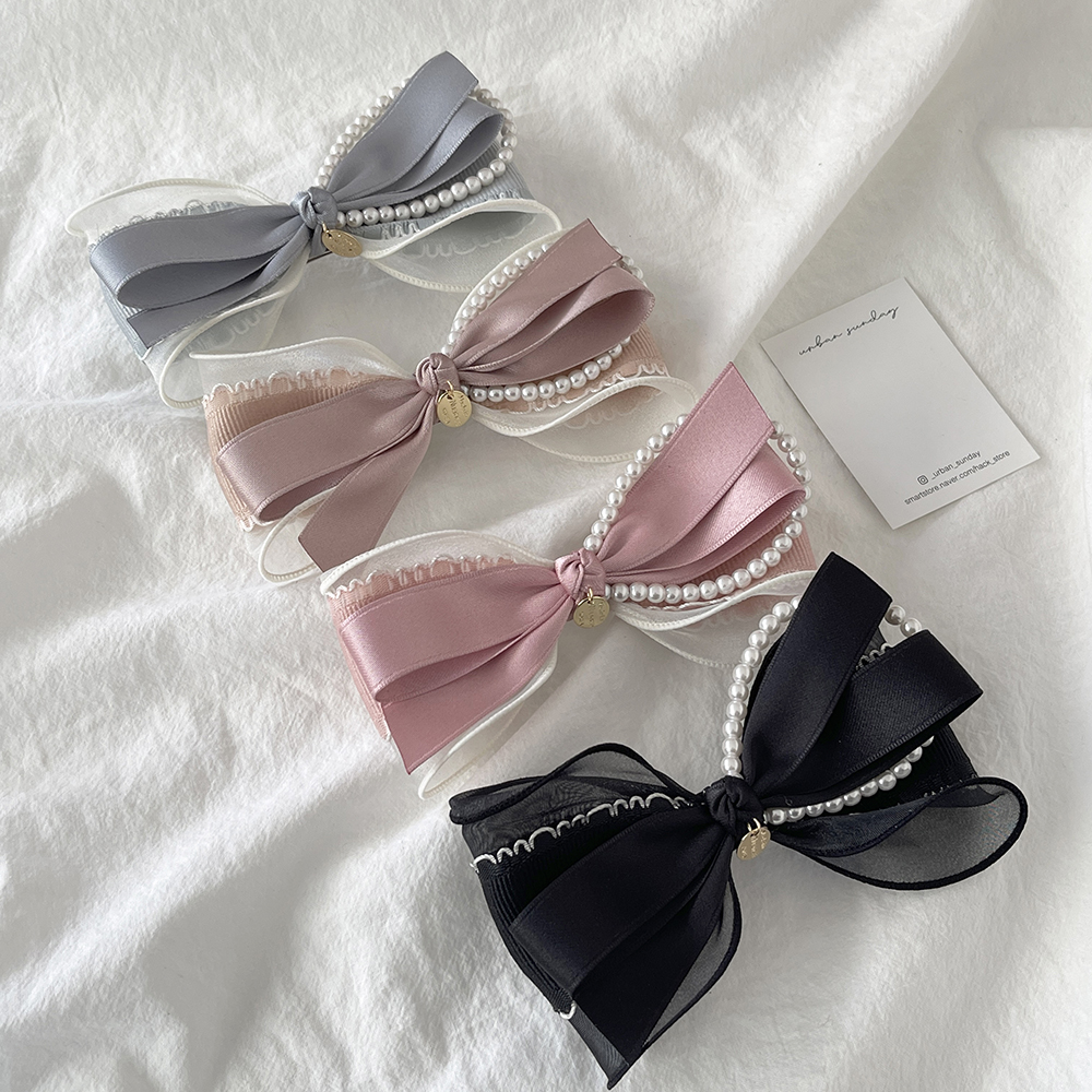 메종파르페 진주 언발 쉬폰 고급헤어핀 핸드메이드리본핀 - 상세 이미지 5