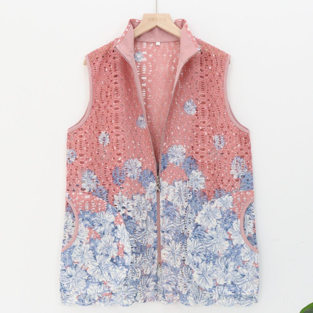 할머니옷BEST 펀칭망사 핑크 조끼세트 70대80대90대 봄 가을 엄마 어르신옷 생신선물 이미지 3