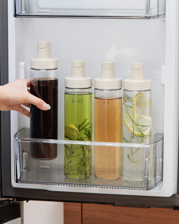 [N배송] 로망키친 아이보리 자동개폐 스마트 오일병 500ml 4P + 스티커 - 상세 이미지 3