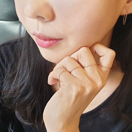 커팅 실반지 14K 금 데일리 얇은 반지 - 상세 이미지 3