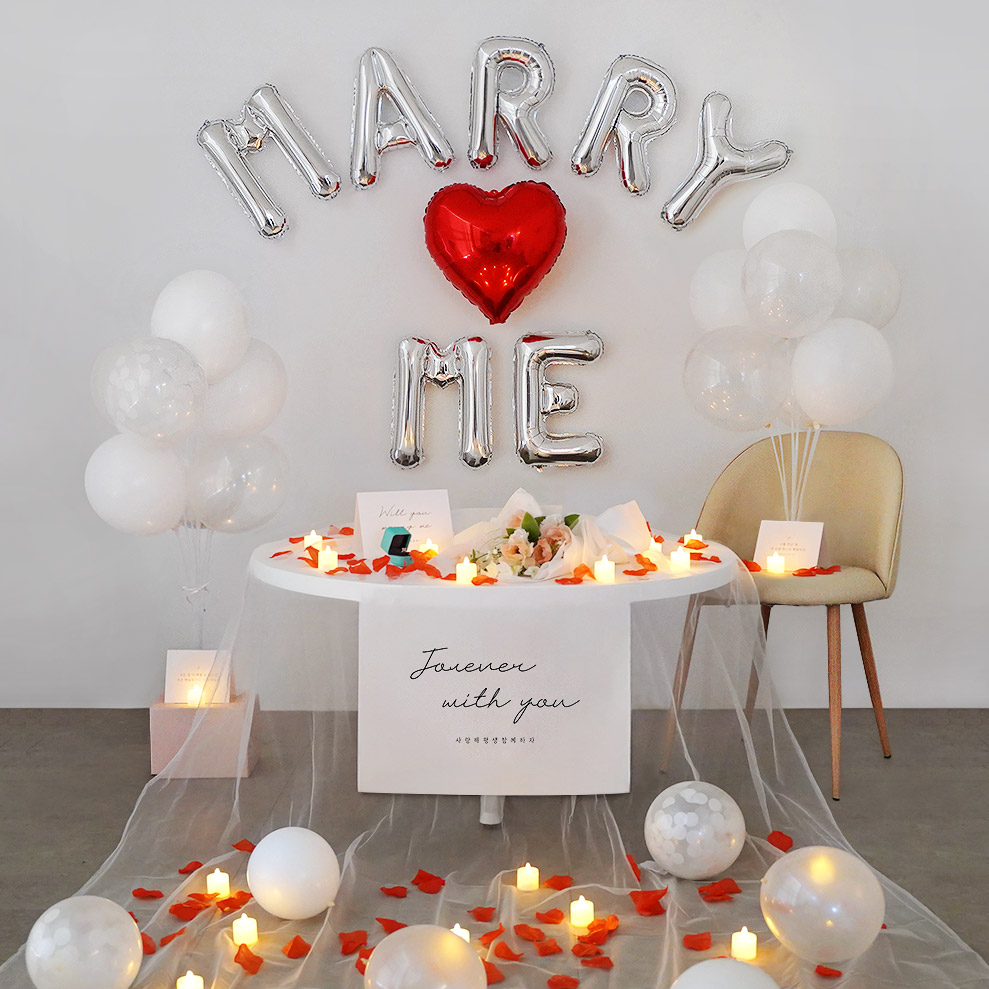 프로포즈 용품 이벤트 세트 셀프 답 신혼집 풍선출장결혼부산 전기초SET01 MARRYME 이미지 2