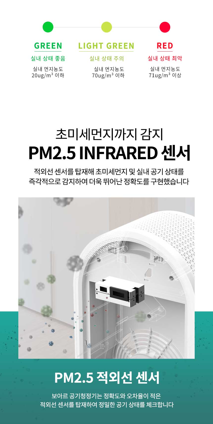 보아르 그린에어 소형 미니 공기 청정기 살균기 원룸 펫 강아지 고양이 털 제거 전용필터 상세 이미지 23