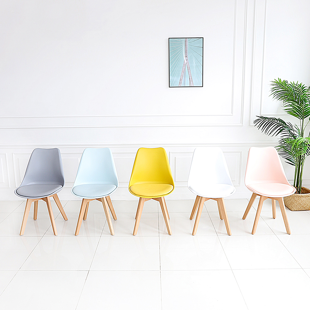 [4개세트] 인테리어 가죽 쿠션 원목 에펠체어 식탁 카페 의자 SL108