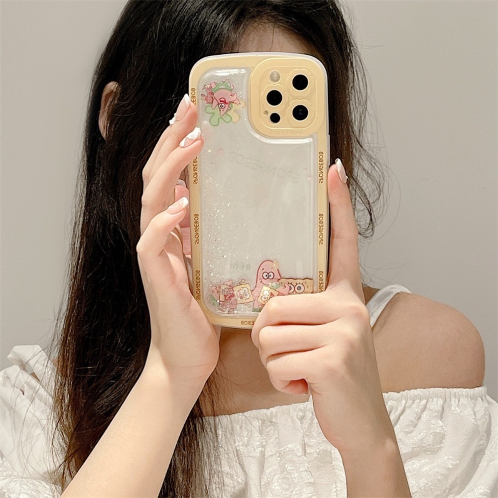(블프데이) 아이폰14 프로 맥스 케이스 캐릭터 글리터 반짝이 스폰지밥 - 상세 이미지 2