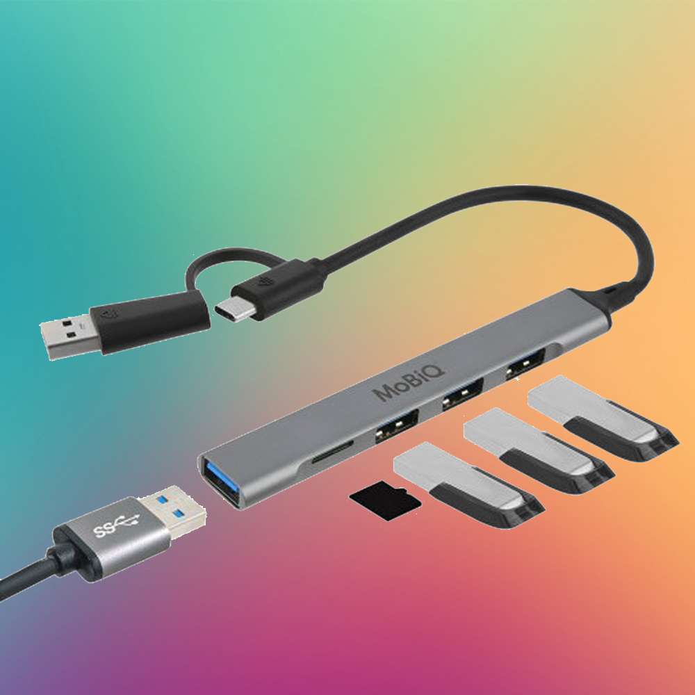 모비큐 EM-ACH5P 2in1 A/C타입 5포트 멀티 USB 허브 - 상품 이미지