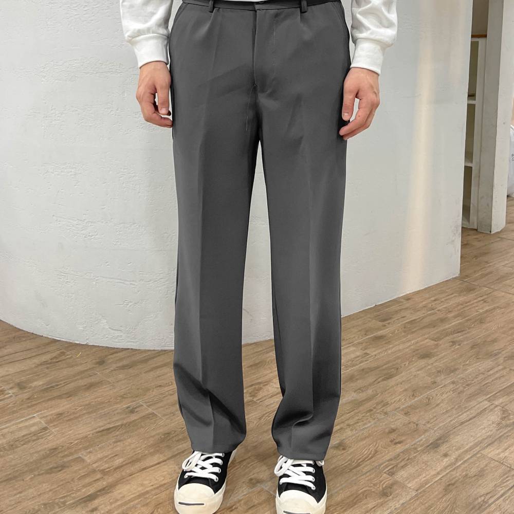 남자세미와이드슬랙스 10부 링클프리 슬랙스 봄 여름 정장바지 뒷밴딩 스판 팬츠 빅 사이즈 - 상품 이미지