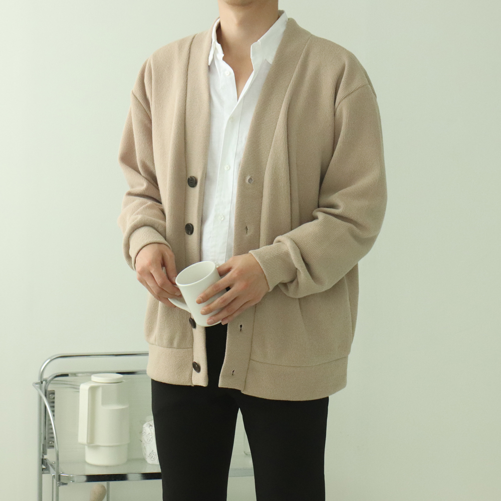 남자가디건 오버핏 브이넥 빅사이즈 커플가디건 이미지 2