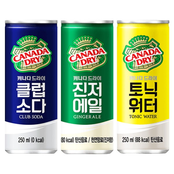 [도매] 캐나다드라이 진저에일 토닉워터 250ml 각10개 20캔세트 캔음료 음료수 이미지 2