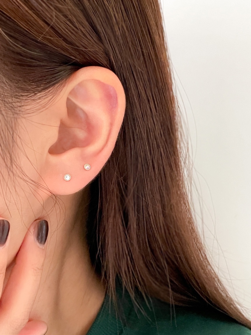 14k 볼라인 귀걸이 S size (4color) 한쌍 - 심플 미니 골드 오닉스 오팔 - 상세 이미지 3