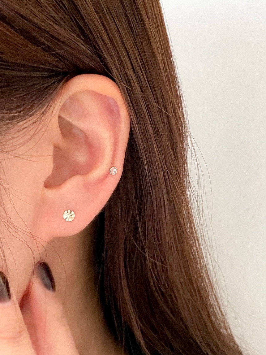 14k 볼라인 귀걸이 S size (4color) 한쌍 - 심플 미니 골드 오닉스 오팔 - 상세 이미지 4