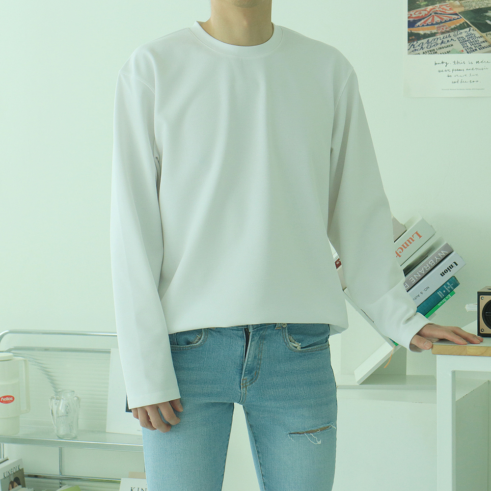 남자긴팔티 이너 레이어드 단가라 티셔츠 이미지 2