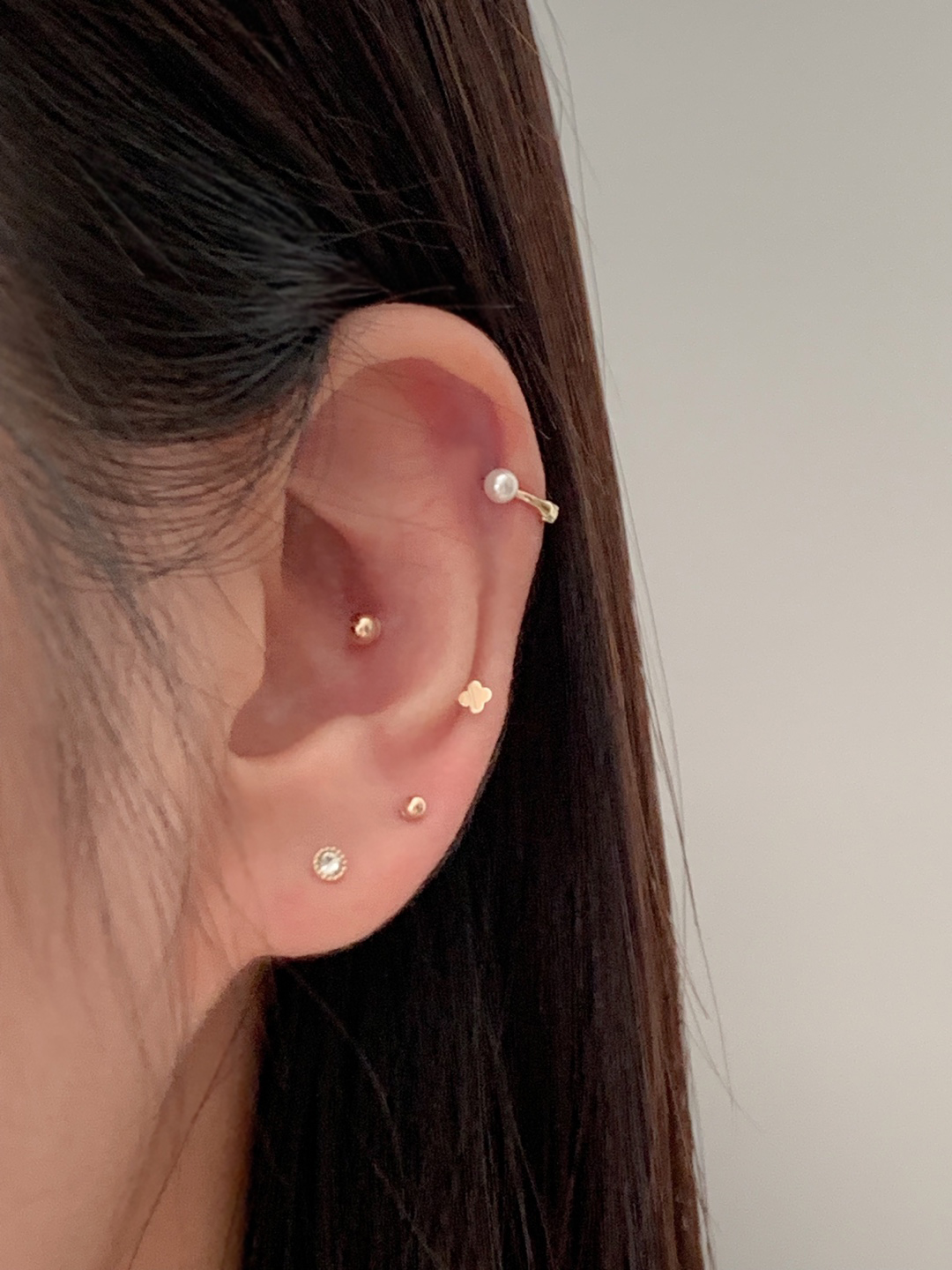 14k 볼라인 귀걸이 S size (4color) 한쌍 - 심플 미니 골드 오닉스 오팔 - 상세 이미지 5