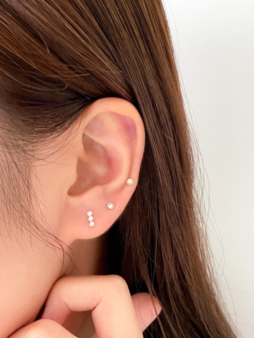 14k 볼라인 귀걸이 S size (4color) 한쌍 - 심플 미니 골드 오닉스 오팔 - 상세 이미지 2