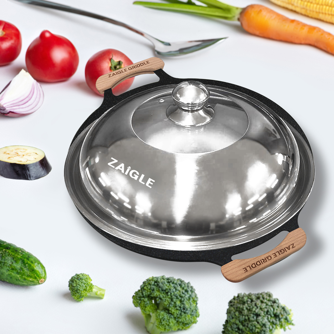 자이글 국산 캠핑 그리들 38cm 대형 불판 + 우드손잡이 + 가방 + 스텐요리돔 세트