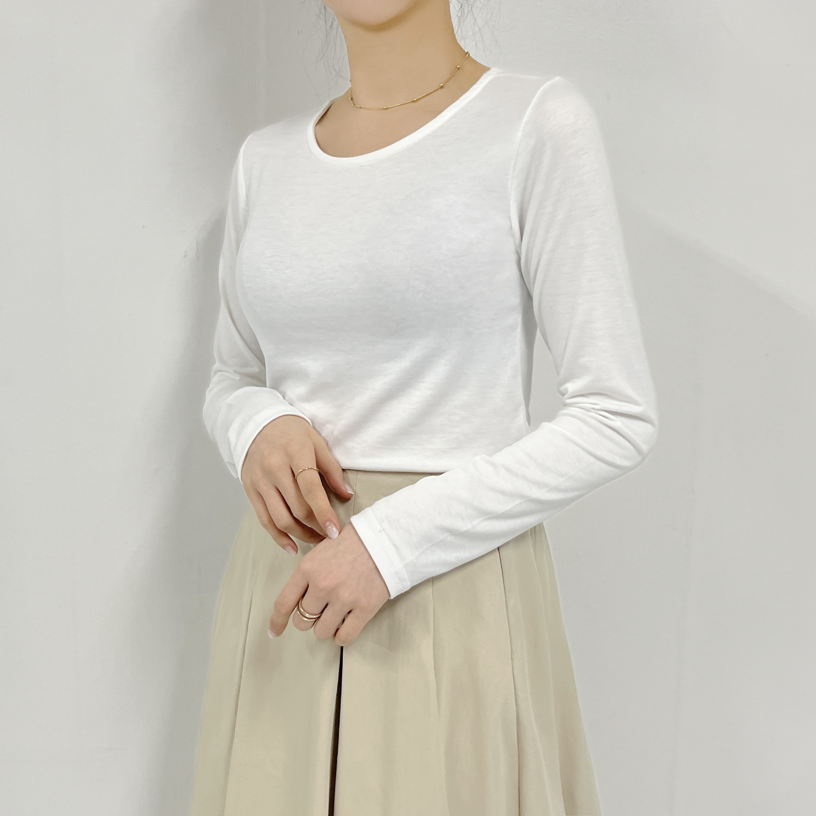 베이미 라운드 무지 티셔츠 - 상세 이미지 5