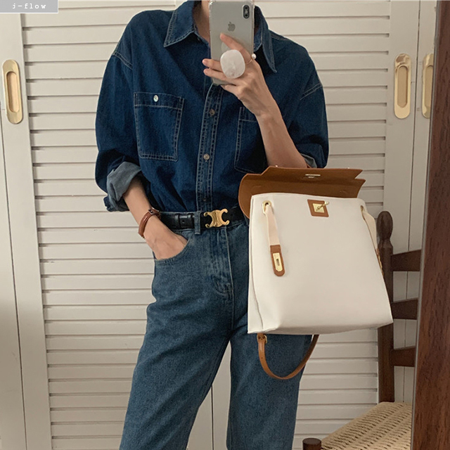 애든 포켓 데님 카라 루즈핏 셔츠 1col 봄 가을 자켓 캐쥬얼 데일리 박시 제이플로우 이미지 7