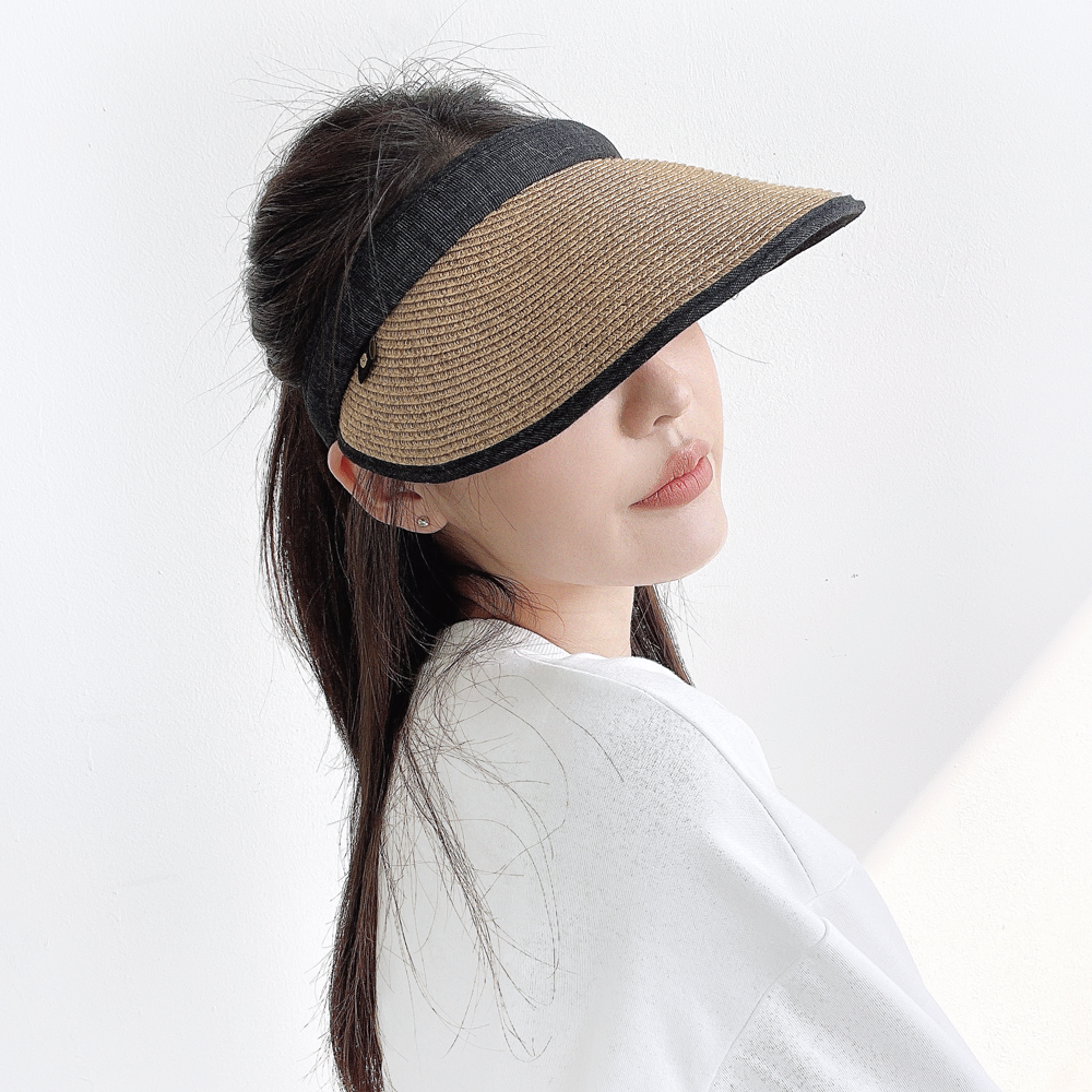 보카시 리프 여성 여름 자외선차단 라탄 밀짚 썬캡 - 상세 이미지 4