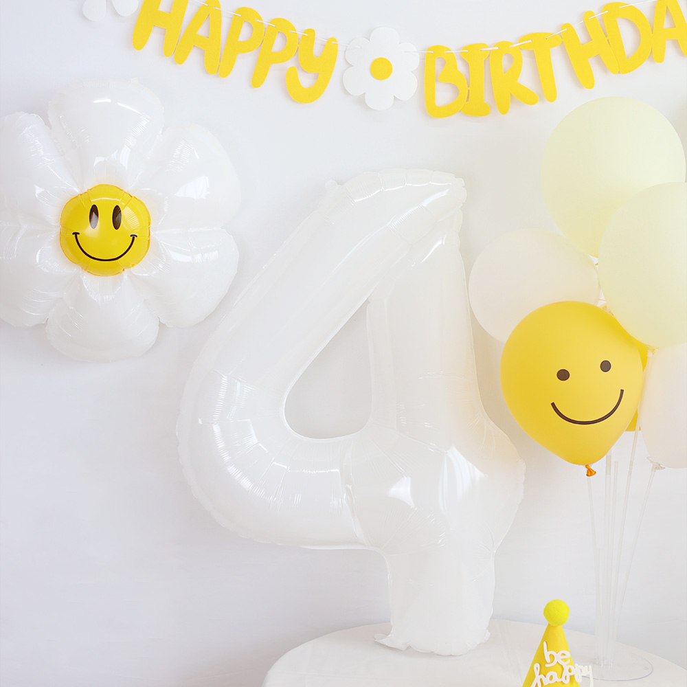 생일 파티용품 축하 대형 숫자풍선 화이트 4