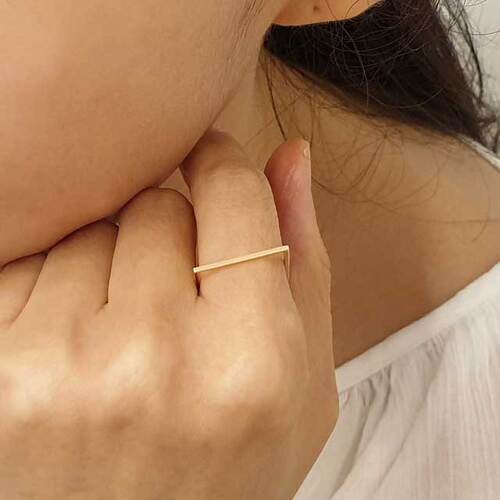 사각반지 14k 18k 금 여자 모던 애끼 반지 - 상세 이미지 4