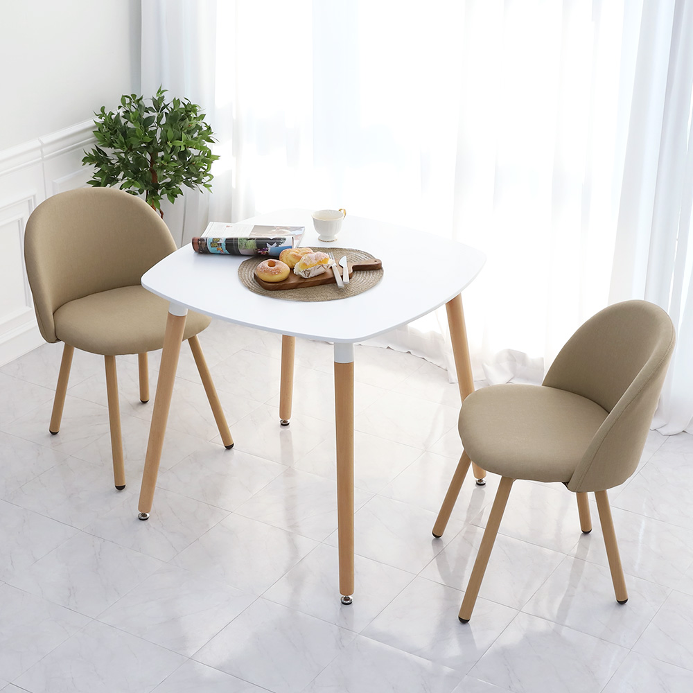 (식탁+의자 SET)템포 스퀘어 800 X 에그 베이지 2인용 화이트 식탁 테이블 세트