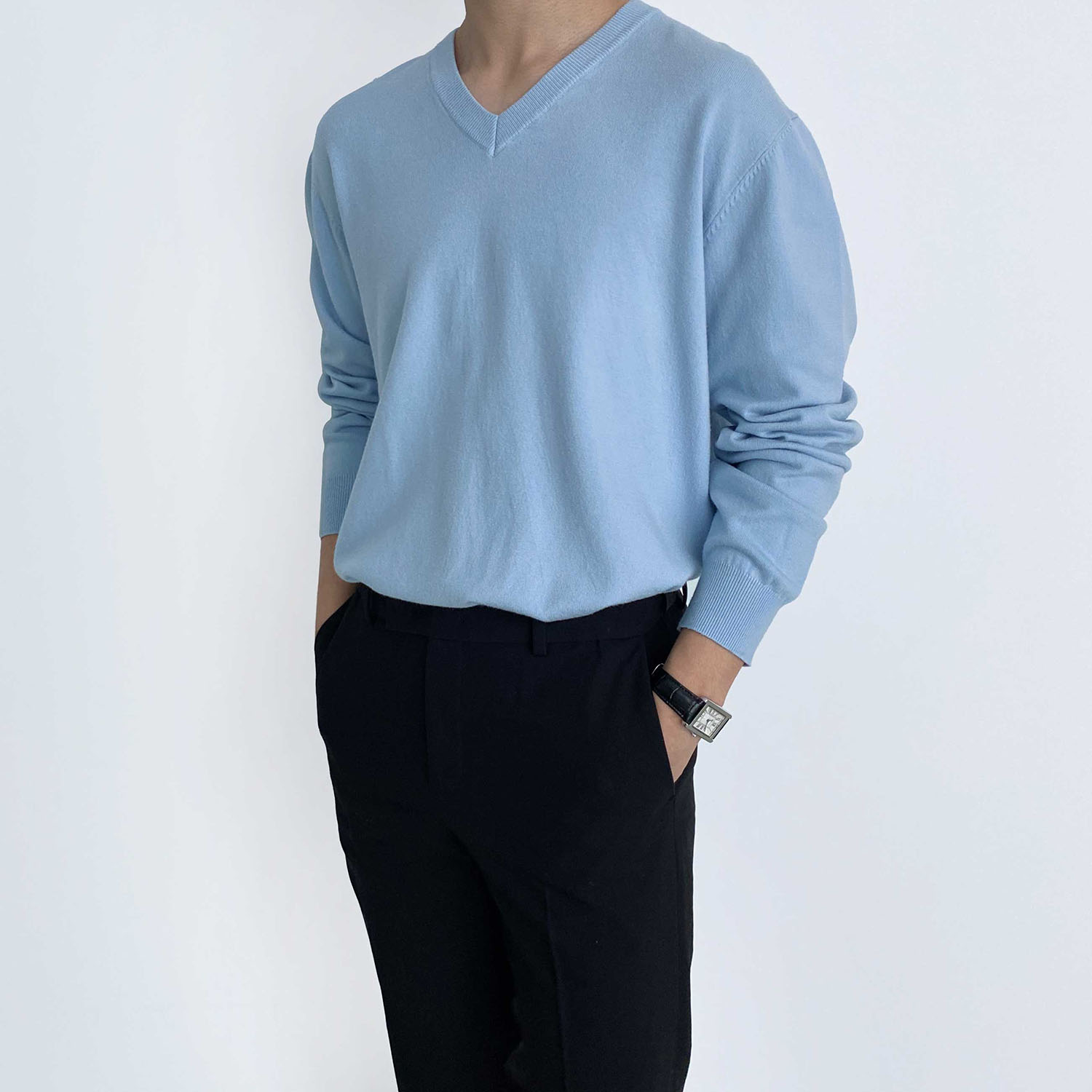 남자브이넥니트 남자비스코스니트 이미지 4