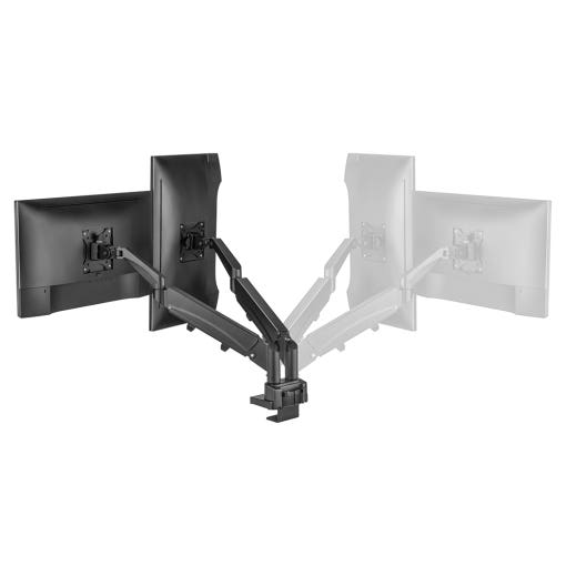 [루나랩 스페이스 세이빙 듀얼 모니터암의 벽면 밀착 설치 예시]