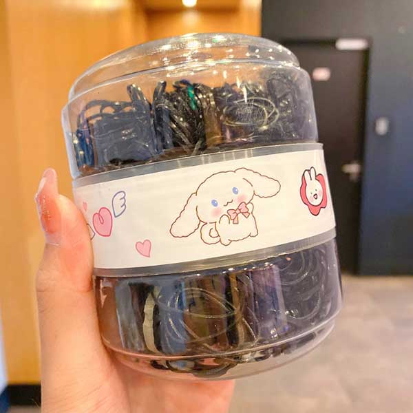 대용량 머리끈 고무줄 헤어밴드 2사이즈 세트 짱짱한 안아픈 매듭없는 검정 고무줄 - 상세 이미지 2