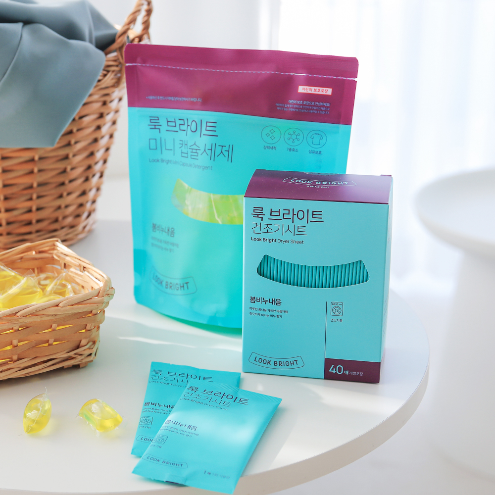 캡슐세탁세제 40개입+건조기드라이시트 룩브라이트 40매입