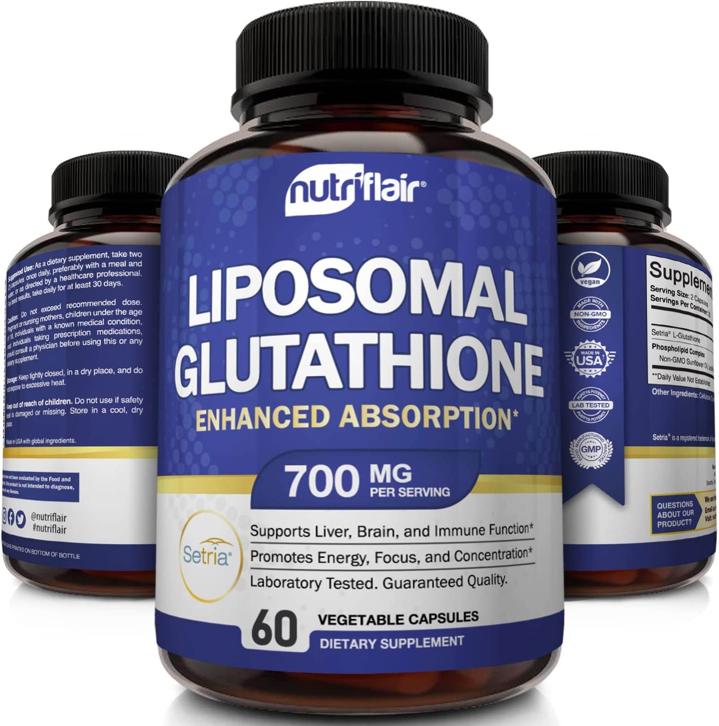 뉴트리플레어 리포좀 글루타치온 세트리아 700mg 60캡슐 인지질 코팅 리포즘 리포조말 이미지 4