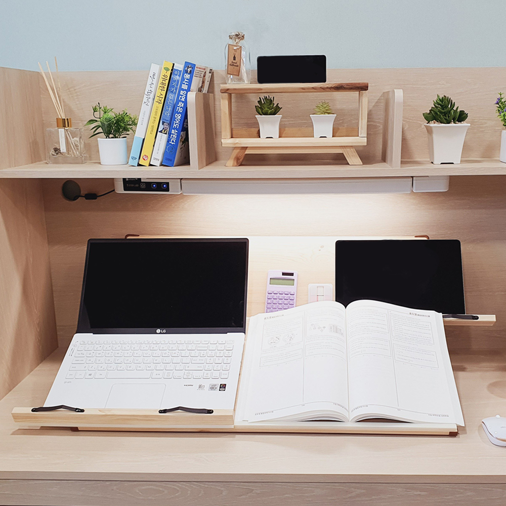초대형 위즈 2단독서대 에이블70 레일형 원목 책받침대 필기용 책거치대 북스탠드 제품 이미지
