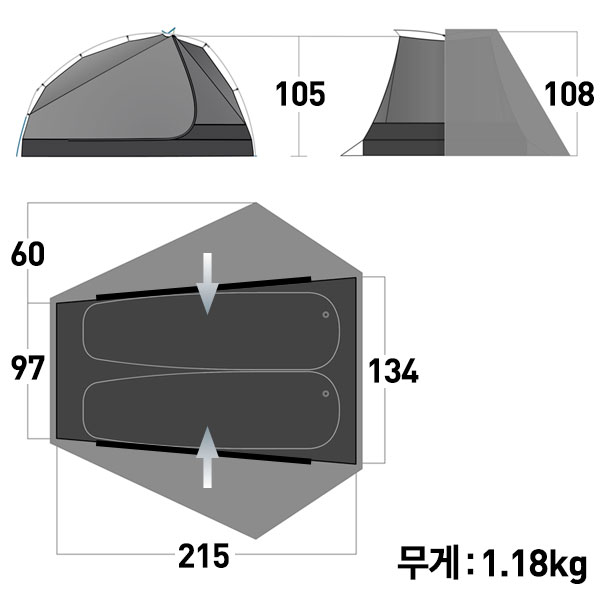 씨투써밋 알토 TR2 UL 백패킹 텐트 장비 2인용 초경량 소형 텐트 모토캠핑 - 상세 이미지 2