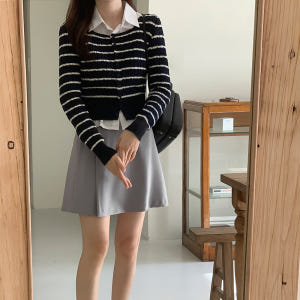 (국내제작)러브유 캐시미어 스트라이프 스퀘어넥 가디건 cd2802 착용 후기 | 사이즈/핏 총정리 - 상품 이미지 4