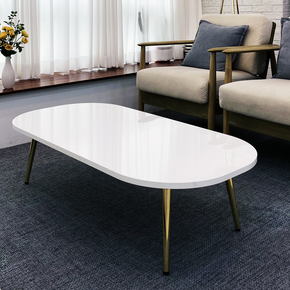 메리골드리빙 국산 거실 테이블 좌식 쇼파 타원형 티테이블 고정식 다리 1골드 대리석