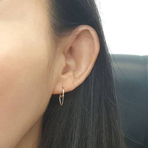 14k 금 체인 원터치 링 여자 귀걸이 - 상세 이미지 2