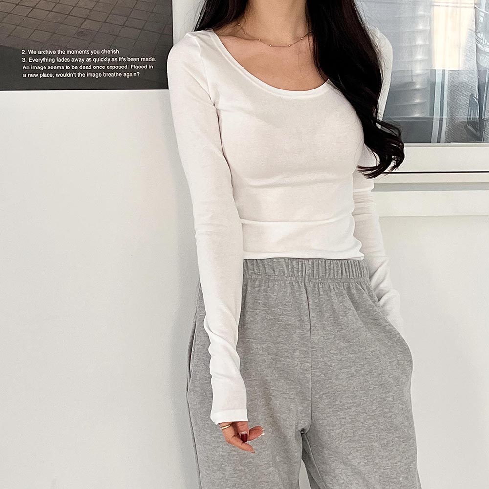 베이직 레이어드 스판 모달 유넥 티셔츠 이너 긴팔 무지 반팔 여성 티셔츠... 착용 후기 | 사이즈/핏 총정리 - 대표 이미지