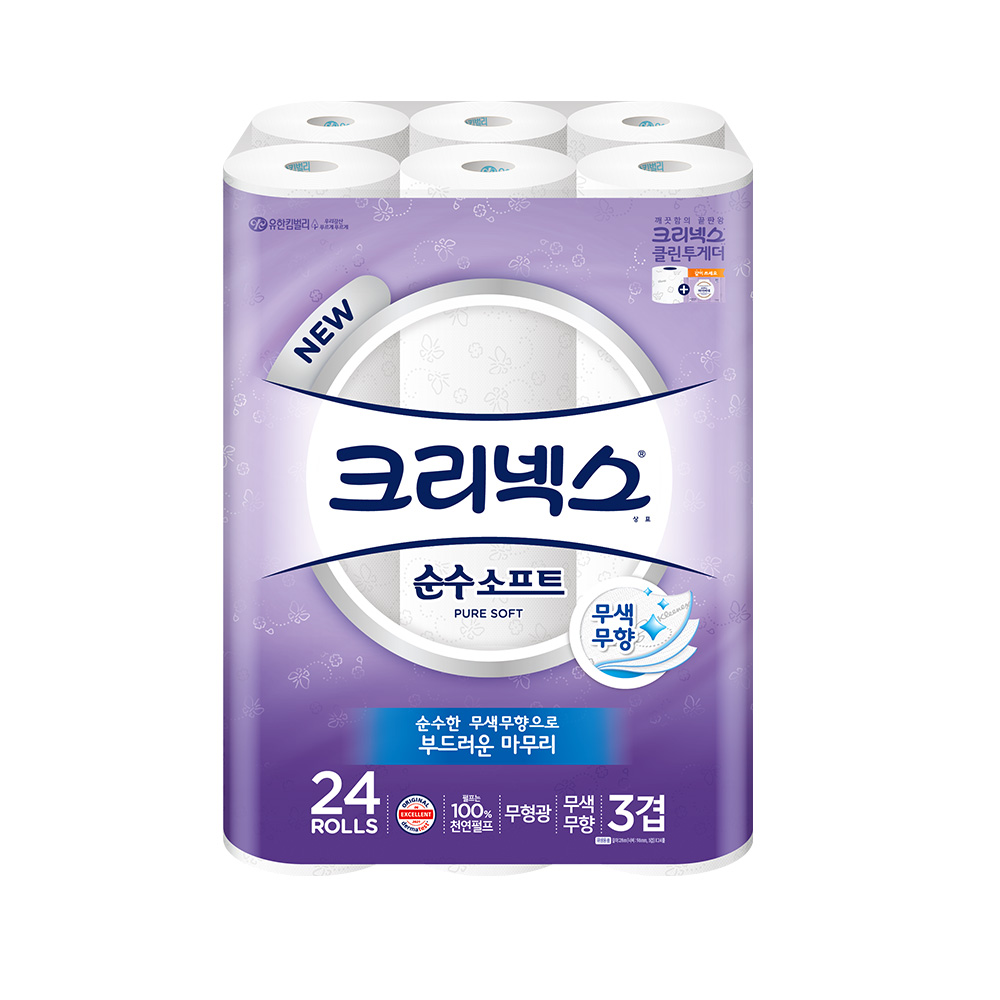크리넥스 3겹 순수소프트 28M 24롤X1팩