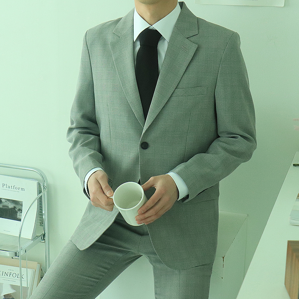 남자블레이저 빅사이즈 정장 체크자켓 남자자켓 이미지 3