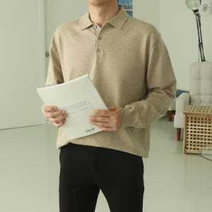 남자니트 남자카라티 오버핏 헨리넥 단가라니트 착용 후기 | 사이즈/핏 총정리 - 상품 이미지 3