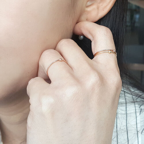 14k 볼 실반지 레이어드 데일리 여자 금 얇은 반지 이미지 8