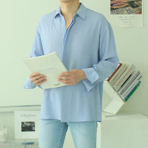 남자셔츠 오버핏 실크 남성남방 남자린넨셔츠 착용 후기 | 사이즈/핏 총정리 - 상품 이미지 1