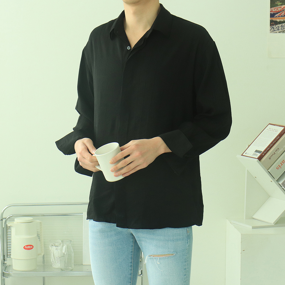 남자셔츠 오버핏 실크 남성남방 남자린넨셔츠 이미지 3