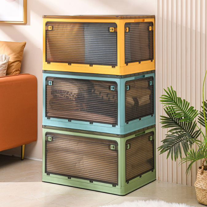 대형 폴딩 리빙박스 옷 수납 정리 투명 화이트 오리지널S